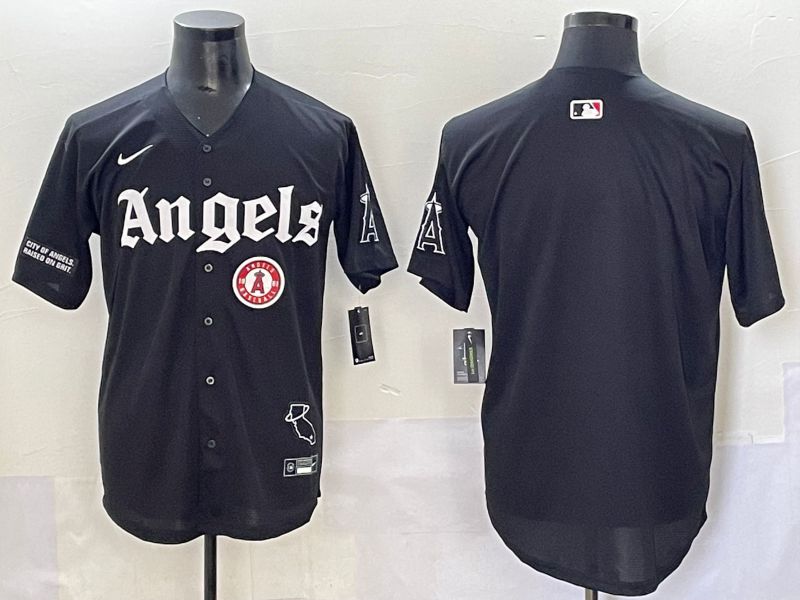 Men 2025 Los Angeles Angels Blank Black Five generations Joint Name Nike MLB Jersey style 5->los angeles angels->MLB Jersey